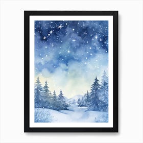 Winter Landscape Watercolor Painting 1 Art Print