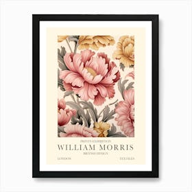 William Morris London Exhibition Poster Pink Flowers Art Print