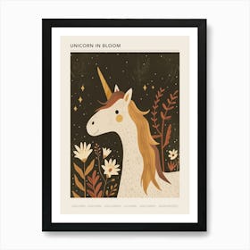 Unicorn With The Flowers Muted Pastels 1 Poster Art Print