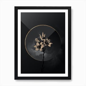 Shadowy Vintage Madonna Lily Botanical in Black and Gold n.0177 Art Print