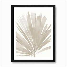Boho Botanical Art, Beige Abstract Palm Leaf, Minimalist 1 Art Print