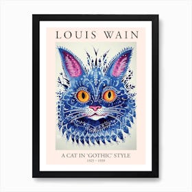 Louis Wain, A Cat In Gothic Style, Blue Cat Poster 10 Art Print