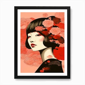 Beautiful Girl With Flowers Art Print