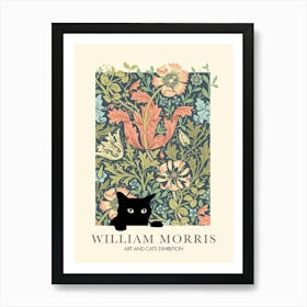 William Morris Peekaboo Cat John Henry Dearle Poster Flower Botanical Art Print
