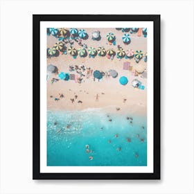 Aerial Umbrellas Beach Summer Umbrella Art Print