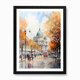 Sofia Bulgaria In Autumn Fall, Watercolour 2 Art Print