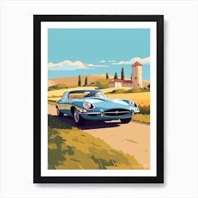 A Jaguar E Type In The Tuscany Italy Illustration 4 Art Print