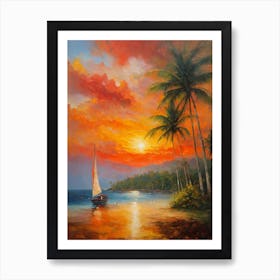 Sunset At The Beach Art Print