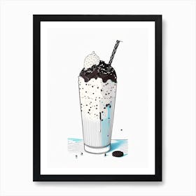 Cookies And Cream Milkshake Dairy Food Minimal Line Drawing Art Print