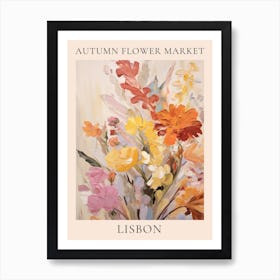 Autumn Flower Market Poster Lisbon Art Print