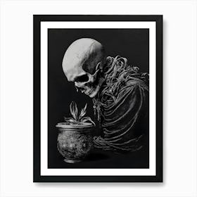 Skeleton In A Pot Art Print