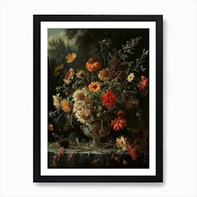 Baroque Floral Still Life Coneflower 3 Art Print