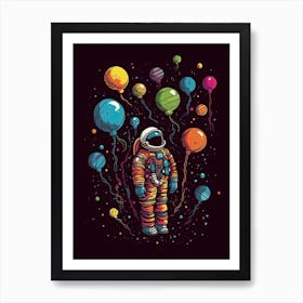 Playful Astronaut Colourful Illustration 2 Art Print