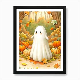 Ghost and Pumpkin Art Print