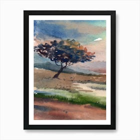 Lone Tree waterclor Art Print