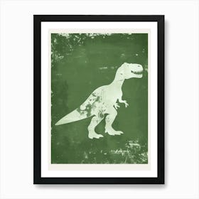 Olive Green T Rex Silhouette 3 Art Print