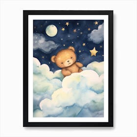 Baby Bear Cub 2 Sleeping In The Clouds Art Print