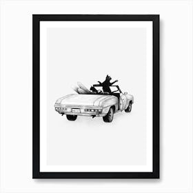 Black Cats In The Car Art Print