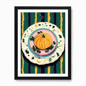 A Plate Of Pumpkins, Autumn Food Illustration Top View 56 Art Print