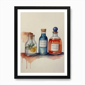 Three Bottles Of Potion Art Print