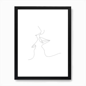 Couple Kiss One Line Art Print