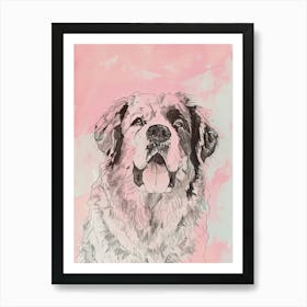 Pastel Tibetan Mastiff Dog Pastel Line Illustration  4 Art Print