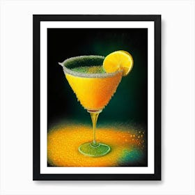 Mango Margarita Pointillism Cocktail Poster Art Print