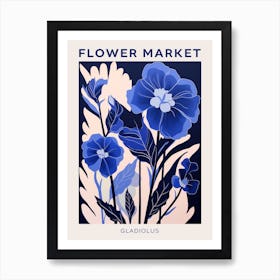 Blue Flower Market Poster Gladiolus 3 Art Print