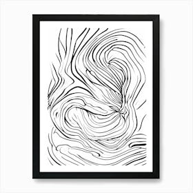 Black And White Drawing Of A Wave Art Print