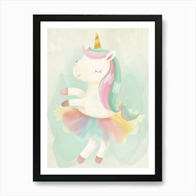 Pastel Unicorn Storybook Style In A Tutu 1 Art Print