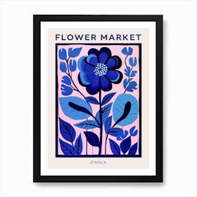 Blue Flower Market Poster Zinnia 2 Art Print