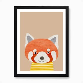 Red Panda Beige Art Print