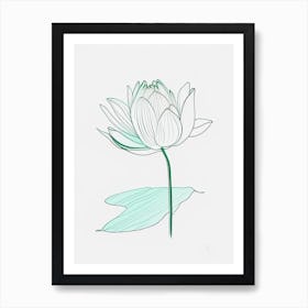Water Lily Floral Minimal Line Drawing 1 Flower Art Print