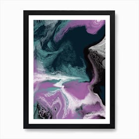 Fluid Abstract Oil Purple Green 1 Art Print