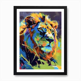 Masai Lion Lion In Different Seasons Fauvist Painting 3 Art Print