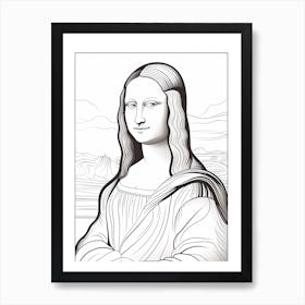 Line Art Inspired By The Mona Lisa 2 Art Print