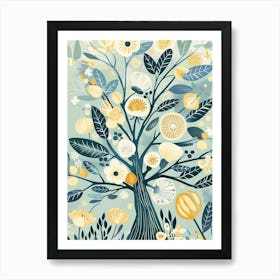 Walnut Tree Flat Illustration 1 Art Print