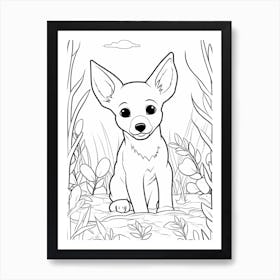 Line Art Jungle Animal Dingo 3 Art Print