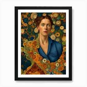 Artistic Symphony Blue Lady Violet By Klimt And Van Gogh Art Print