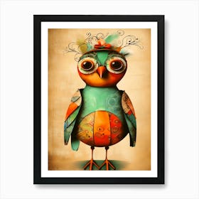 Quirky Owl - Miss Petunia Art Print