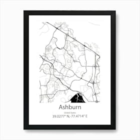 Ashburn,United States Minimalist Map Art Print