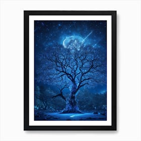 Tree In The Night Sky 2 Art Print