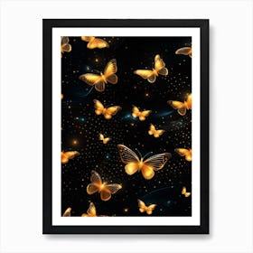 Golden Butterflies Wallpaper 4 Art Print