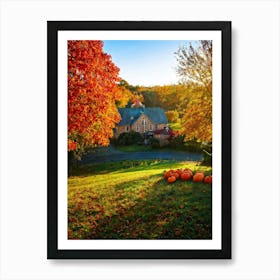 Autumnal Landscape Enhanced Saturation Leaves In Mid Fall Bright Sun Casting Dynamic Shadows Gli (5) Art Print