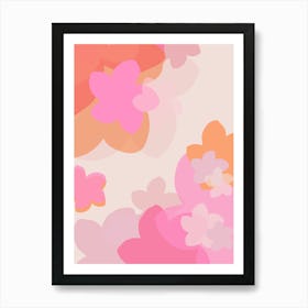 Pastel Pink And Orange Flower Collage Art Print