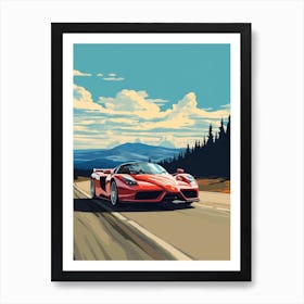 A Ferrari Enzo Car In Icefields Parkway Flat Illustration 3 Art Print