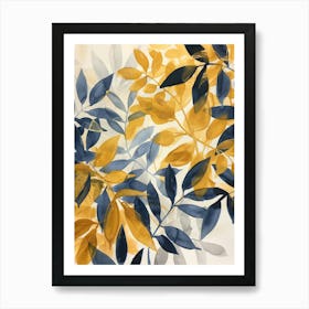 Yellow And Blue Leaves Art Print