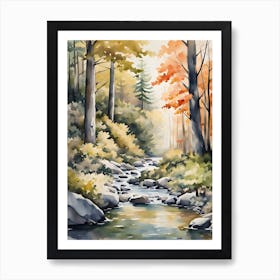 Watercolor Of A Stream Art Print