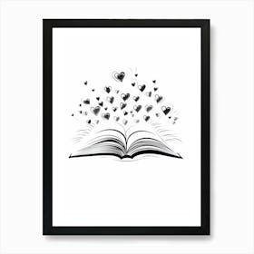 Minimalist Clipart Style Heart Open Book 1 Affiche