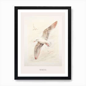 Vintage Bird Drawing Seagull 3 Poster Art Print